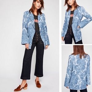 Free People Valerie Tapestry Blazer - blue velvet